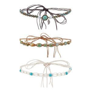 8249 3 Pcs Cowboy Hat Bands, Ethnic Style Hat Belts, Western Wax Cord Hat Band